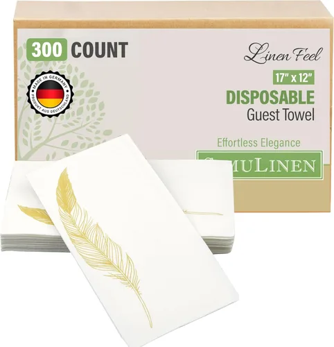 Miniatura 19 de SimuLinen Toallas de mano desechables de jardín azul con flores para baño, toallas para invitados de un solo uso con tacto de lino, papel de seda
