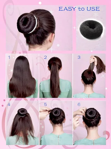 Miniatura 4 de Moldeador de donas para el cabello (6 unidades, 3 tamaños: grande de 3.5 pulgadas, mediano de 3 pulgadas, pequeño de 2 pulgadas, negro) – Kit