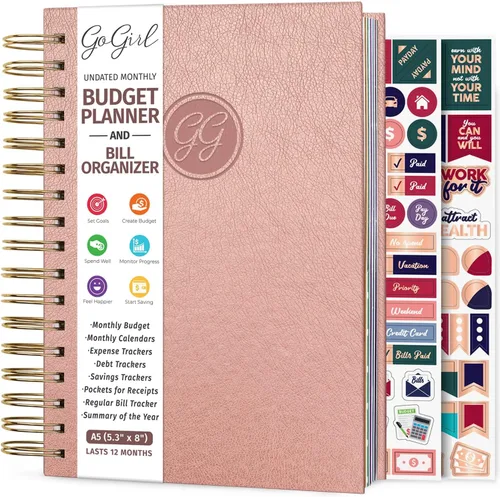Miniatura 13 de GoGirl Planificador de presupuesto y organizador mensual de facturas, libro financiero mensual con bolsillos. Cuaderno de seguimiento de gastos