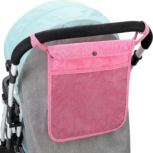 Miniatura 2 de Accmor Organizador universal de cochecito, bolsa de malla para Uppababy, Nuna, Britax, Doona, cochecitos de malla ajustable antideslizante y Rosado