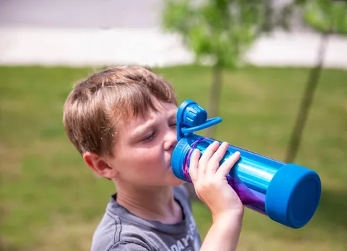 Miniatura 8 de CHILLOUT LIFE Botella de agua aislada para niños de 17 onzas para la escuela con tapa de boquilla a prueba de fugas y bonitas calcomanías Azul