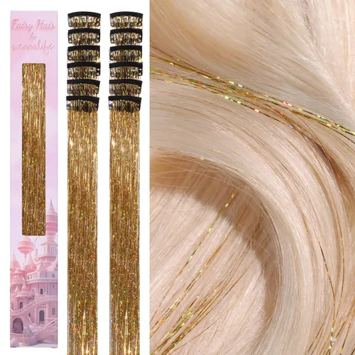 Miniatura 48 de Wennalife 12 piezas de extensiones de cabello azul con clip, extensiones de cabello con clip de colores para niños, pinzas de cabello arcoíris