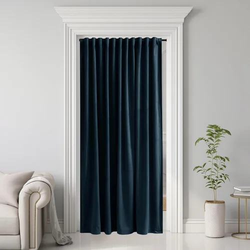 Miniatura 52 de StangH - Cortinas opacas de terciopelo con pestaña trasera, aislamiento térmico, para puerta corrediza, dormitorio, telón de fondo, estudio, teatro