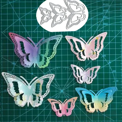 Miniatura 4 de 3 troqueles de metal de mariposa 3D, diseño de flores de primavera, marco de mariposa, plantillas de corte, plantillas de corte, álbumes