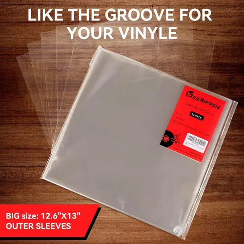 Miniatura 5 de Fundas exteriores de vinilo, juego de 50 fundas de vinilo de plástico para álbumes que protegen 12 pulgadas de LP, 3 mil de grosor transparente