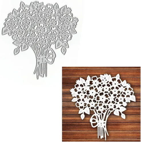 Hying Troqueles de corte de marco de flores de boda para hacer tarjetas, decoración de álbumes de fotos, flores florales, troqueladas, despedida de