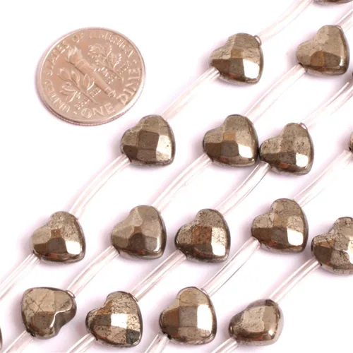 Miniatura 6 de Cuentas de pirita para hacer joyas, piedras preciosas naturales semipreciosas de 0.394 x 0.551 in, 30 unidades con forma de Dianmond facetada de 15
