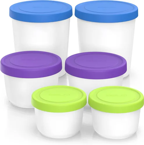 Miniatura 6 de BALCI - Recipientes de helado de alta calidad (paquete de 6 - 1 cuarto de galón, 16 oz y 8 oz), perfecto para congelador, cubetas de almacenamiento