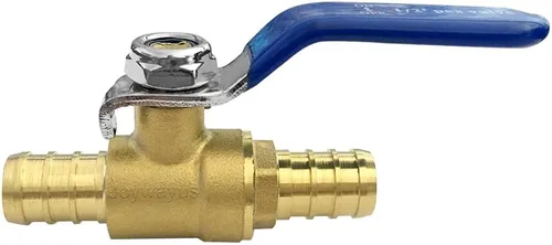 Miniatura 3 de Joywayus 2 válvulas de bola PEX, válvula de cierre de puerto completo de latón PEX de 1/2 pulgada, cuarto de vuelta caliente (rojo) frío (azul)