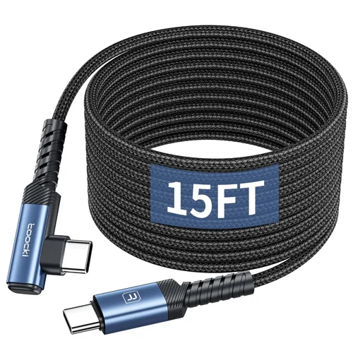 Miniatura 18 de Cable de carga USB C a USB C (3.3 pies, paquete de 2), cable de carga tipo C de 60 W, cable de carga rápida de ángulo recto USBC a USBC para iPhone