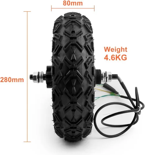 Miniatura 2 de L-faster Rueda neumática de 10 pulgadas 350 W motor eléctrico sin escobillas con neumático todoterreno sin cámara de alta toruqe para carretilla