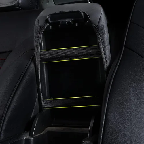 Miniatura 4 de AOMSAZTO Funda de consola para Nissan Altima 2019-2023, 2024 2025, fundas para reposabrazos para Nissan Altima, color negro con costuras rojas