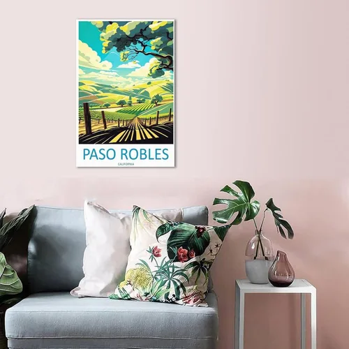 Miniatura 5 de Paso Robles - Póster de viaje vintage de California, paisaje de 08 x 12 pulgadas (7.9 x 11.8 in), lienzo artístico y lienzo para pared de sala