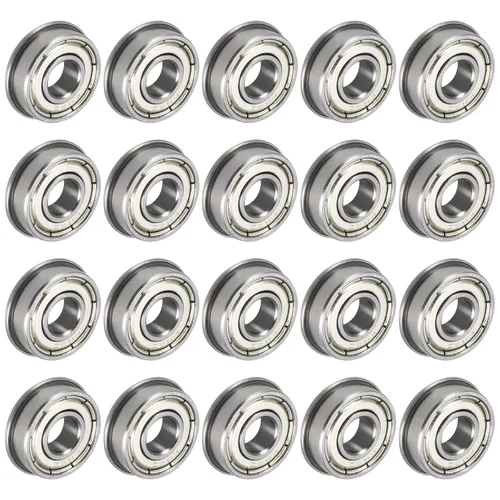 Miniatura 18 de uxcell Rodamiento de bolas con brida FR156ZZ, 20 rodamientos de brida ABEC1 de doble blindaje de acero cromado de 3/16" x 5/16" x 1/8