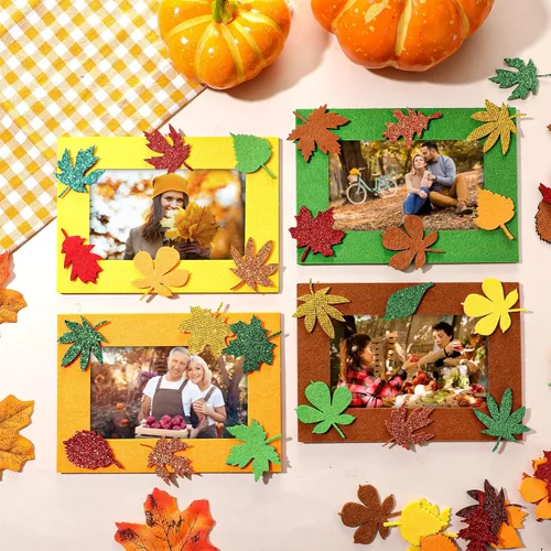 Miniatura 6 de Ferraycle 232 marcos de fotos de Acción de Gracias, kit de manualidades, marcos de fotos de fieltro de otoño con hojas, manualidades de cosecha