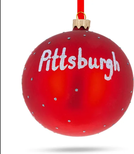 Miniatura 7 de Pittsburgh, Pennsylvania, bola de cristal, adorno de Navidad de 4 pulgadas