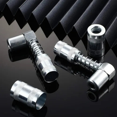 Miniatura 7 de Boao Acoplador de pistola de engrase de 90 grados, adaptador de acoplador plateado, herramienta de ajuste de grasa de ángulo de mandíbula con mangas