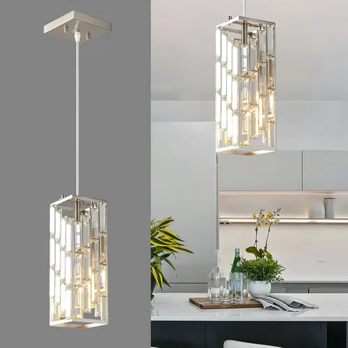 Miniatura 9 de Iluminación colgante dorada moderna, mini candelabros de cristal, lámpara colgante ajustable para cocina, isla, comedor, dormitorio (paquete de 1)