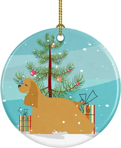 Miniatura 67 de Caroline's Treasures Bulldog inglés «Merry Christmas» adorno de cerámica para árbol de Navidad, decoración colgante para el hogar, Navidad, fiestas