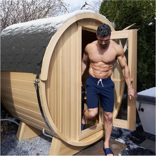 Miniatura 17 de Smartmak Sauna de vapor de barril al aire libre personalizada, 2-10 personas de cicuta canadiense/cedro rojo tradicional sala de sauna de madera