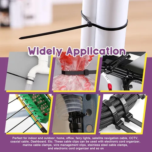 Miniatura 7 de Swpeet 360 bridas negras con cierre automático para cables (5.906 x 0.157 in) y base de montaje de brida de cables tipo sillín de 0.24 pulgadas