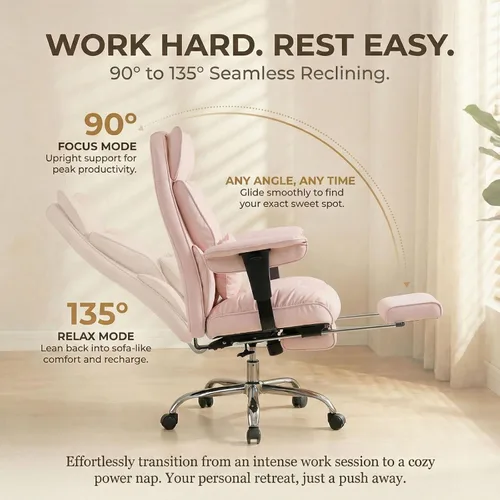 Miniatura 3 de Efomao Silla de oficina grande y alta de 400 libras, silla de escritorio reclinable resistente con reposapiés, silla ejecutiva de piel sintética