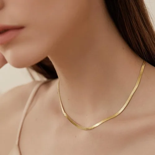 Miniatura 6 de Collar de serpiente en espiga para mujer, joyería de regalo versátil para mujer, chapado en oro de 14 quilates