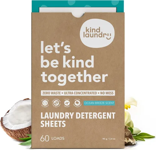 Miniatura 15 de Hojas de detergente KIND LAUNDRY con enzimas que combaten las manchas - Jabón ecológico para lavandería a base de plantas - Detergente