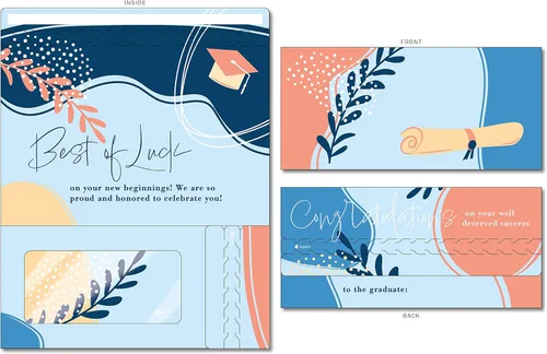 Miniatura 6 de Tarjeta de graduación, soporte para dinero con apertura tipo tiras que se desgarran, con ventana transparente de plástico, para efectivo, cheques