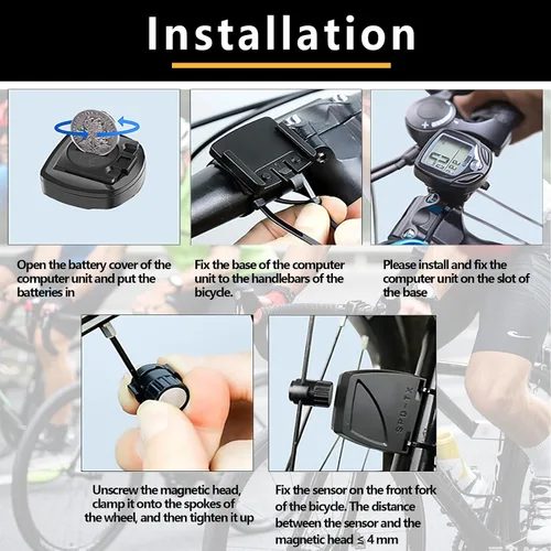 Miniatura 6 de Computadora inalámbrica para bicicleta con velocímetro, podómetro. Multifuncional con pantalla grande LCD retroiluminada