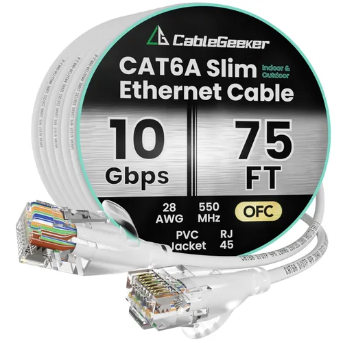 Miniatura 10 de Cable Ethernet Cat 6 de 100 pies, para interiores y exteriores, red de Internet de alta velocidad de 10 Gbps, cable de conexión Ethernet plano