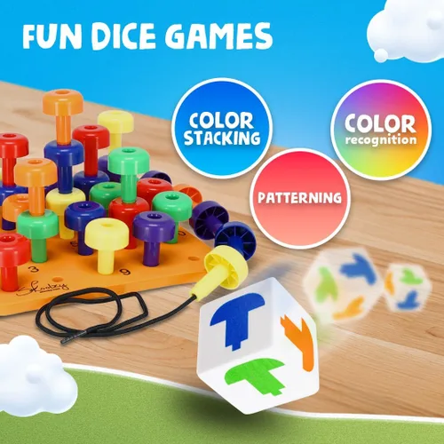 Miniatura 5 de Skoolzy Montessori Tablero Sensorial de Clavijas Juego de 33 Piezas - Desarrolla el Juego Sensorial Terapia Ocupacional Juguetes Educativos