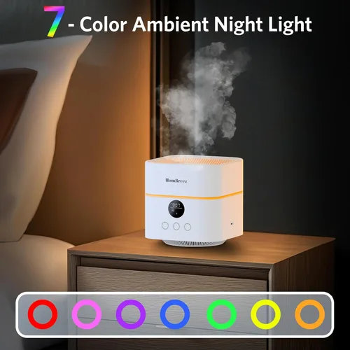 Miniatura 9 de Purificador de Aire y Humidificador Combo para Dormitorio, Cubre hasta 200 pies², Filtro H13 HEPA Verdadero, Tanque de Agua de 500ML, Difusor