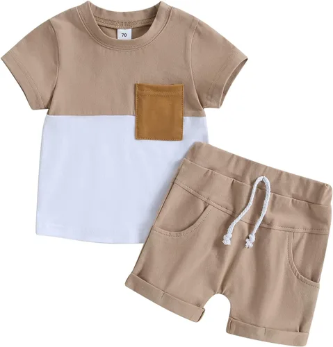 Miniatura 50 de Conjunto de camiseta de manga corta para bebé niño y niña, camiseta de manga corta, pantalones cortos casuales, ropa para recién nacidos, 6, 12, 18