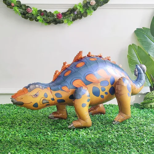 Miniatura 5 de Globos grandes de dinosaurio autoportantes 3PCS 96,52 cm Tiranosaurio Anquilosaurio Triceratops Globos inflables para kit de decoración de fiesta