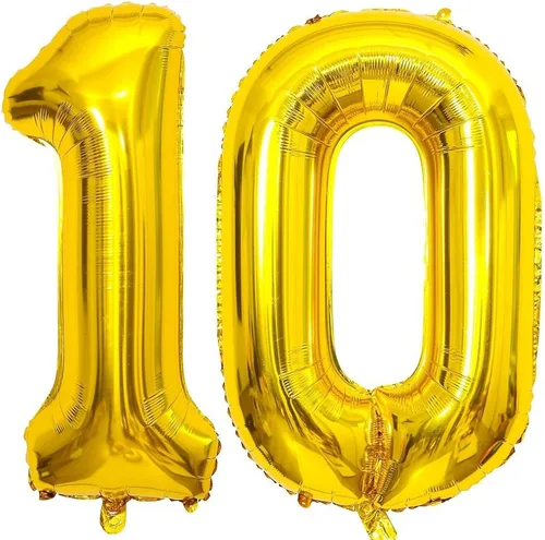 Miniatura 7 de Lovoir Globo de oro rosa de 40 pulgadas con número de 10 dígitos gigantes de papel de aluminio de Mylar para helio de 10º cumpleaños, decoración