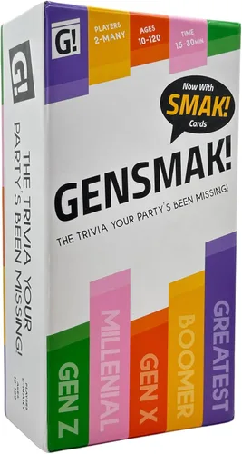 GENSMAK! Juego de fiesta - Atractivo juego de trivia multigeneracional con pistas cómicas - Divertido para familiares y amigos, adultos y