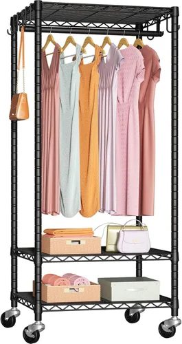 FUTASSI P6 - Mini perchero con ruedas para colgar ropa, resistente y portátil, con ruedas, carga máxima de 360 libras, 23.6 pulgadas de ancho x 14