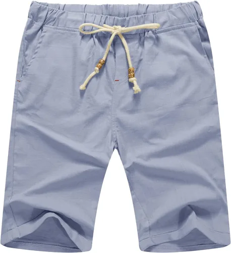 Miniatura 45 de Sailwind Pantalones cortos de lino para hombre, pantalones cortos casuales de playa con cordón