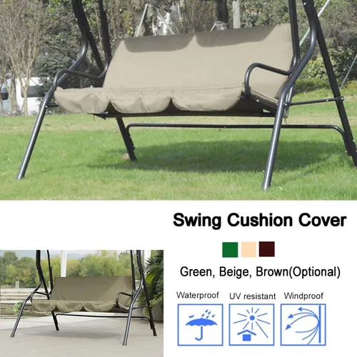 Miniatura 2 de Gavigain Funda de cojín de repuesto para asiento de columpio, para patio al aire libre, funda de cojín de columpio de 3 plazas, impermeable, funda