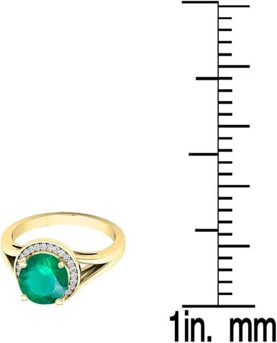 Miniatura 116 de Dazzlingrock Collection Anillo de compromiso redondo de 0.276 in con halo de diamante blanco y vástago dividido para ella en oro macizo de 14