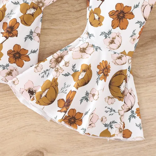 Miniatura 5 de Engofs Conjunto de 3 piezas para bebé recién nacida, manga corta, pantalones acampanados, diadema, conjunto de 3 piezas, traje de verano para bebés