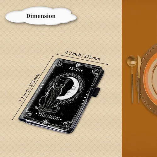 Miniatura 4 de Libros para servidor con bolsillo con cremallera - Cuaderno de camarera con cartas de tarot de la luna felina, brujería, organizador de cuero