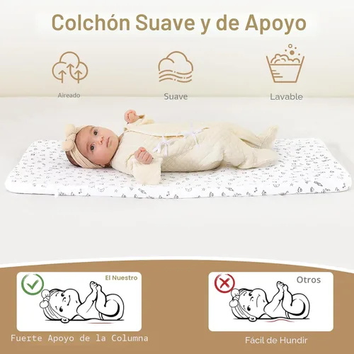 Miniatura 5 de Cuna para bebé, moisés junto a la cama, cuna de 4 en 1 con ruedas con cerradura, mosquitera, cuna portátil plegable ajustable para recién nacido