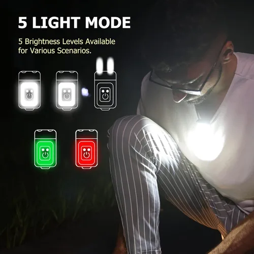 Miniatura 7 de Molrebe Paquete de 2 luces de carrera de 800 lúmenes, luces recargables con clip con iluminación roja/verde, visión nocturna, 5 modos, luz LED