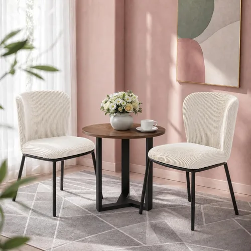 Miniatura 7 de SIMTONAL Juego de 2 sillas de comedor tapizadas, sillas de cocina de pana sin brazos con asiento de espuma viscoelástica, patas de metal negro
