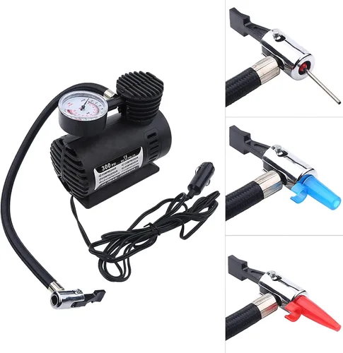 Miniatura 3 de GLOGLOW Inflador de neumáticos, 300PSI 12V compresor de aire portátil bomba de aire con manómetro para globos de coche, fútbol, baloncesto