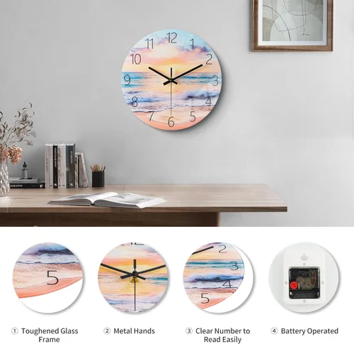 Miniatura 3 de Relojes de pared de vidrio de 14 pulgadas para decoración de sala de estar, relojes de pared decorativos que funcionan con pilas, relojes de cocina