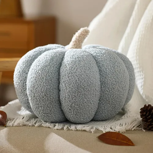 YRXRUS Almohadas de calabaza de Halloween, almohadas con forma de calabaza azul, decoración de habitación de otoño, almohada pequeña y bonita de