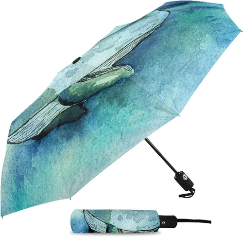 Miniatura 2 de DHDM Automatic Umbrella for Rain and Sun Male Women Beach Parasol Print Folding Umbrella